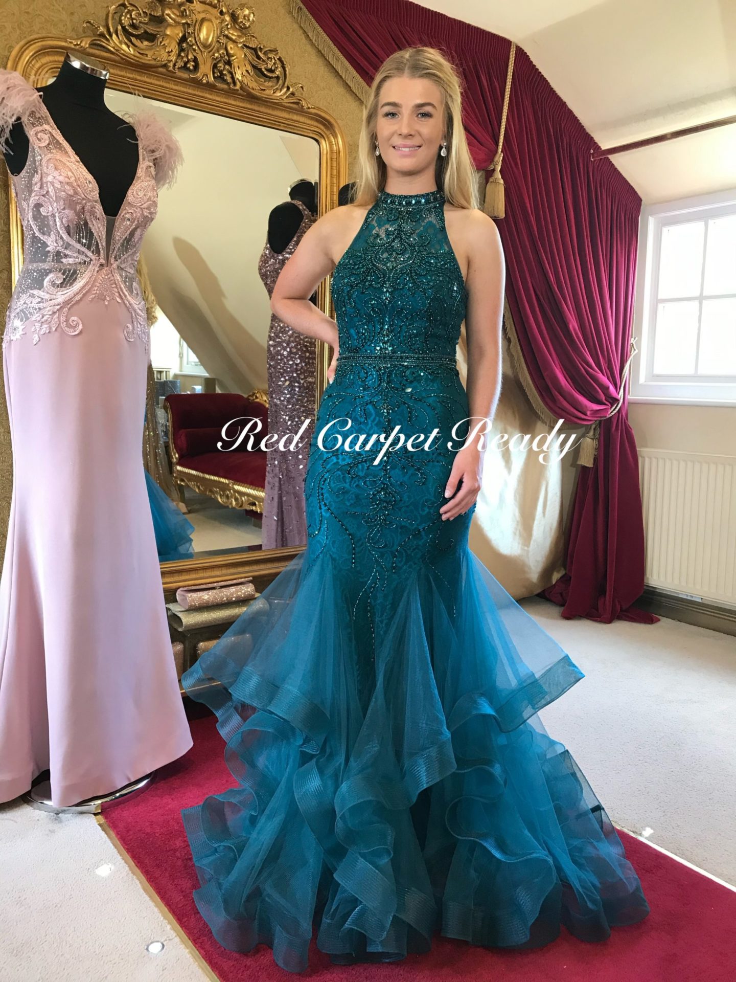 Emerald Halter-Neck Fishtail Prom and ...