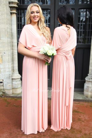 A-line maxi length bridesmaids dress.