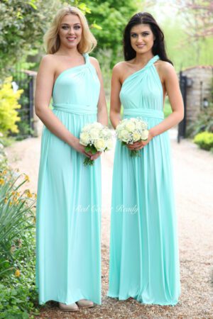 A-line maxi length bridesmaids dress.