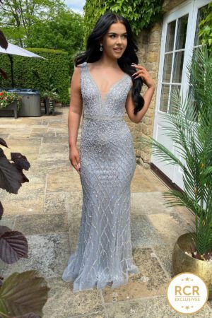 silver mermaid prom and evening dress