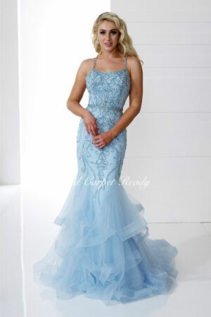 Light blue fishtail with sequin embellishments and straps.