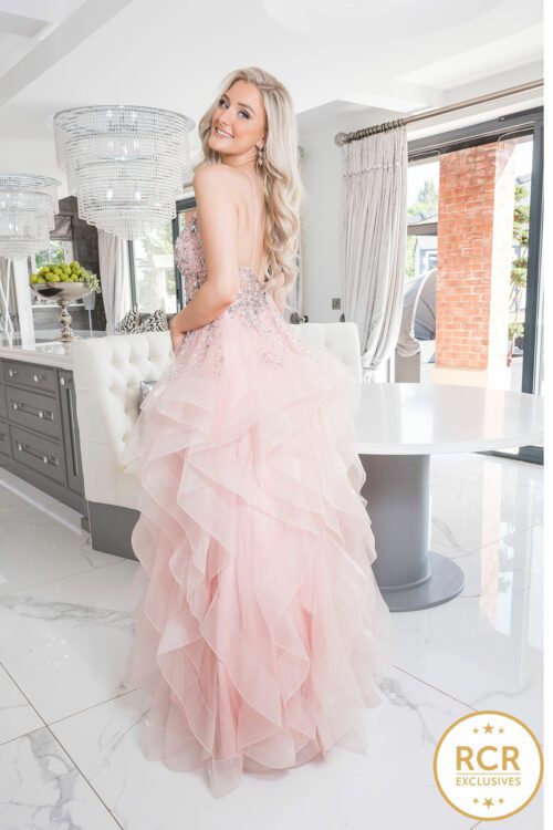 Buy DTESSTELLS Women's Long Beach Wedding Bridesmaid Dress Formal Party Dress  Evening Gown with Cap Sleeves, Blush, Large at Amazon.in
