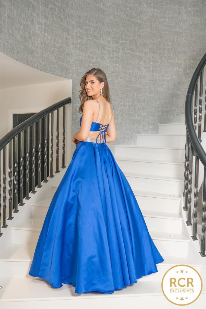 A satin princess ballgown with a laced back