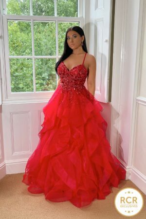 rcr exclusives sky red ballgown