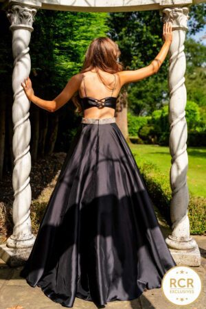 Talia black encrusted ballgown