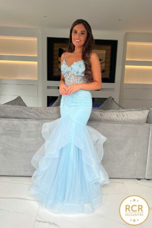 Fishtail gown with beaded bodice