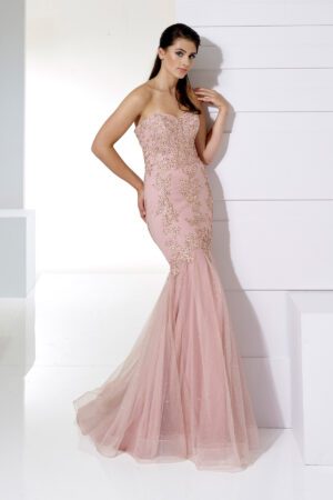 lace and tulle fishtail prom dress