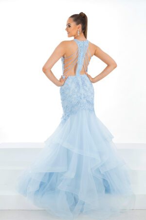 baby blue fishtail with embroidered detailing