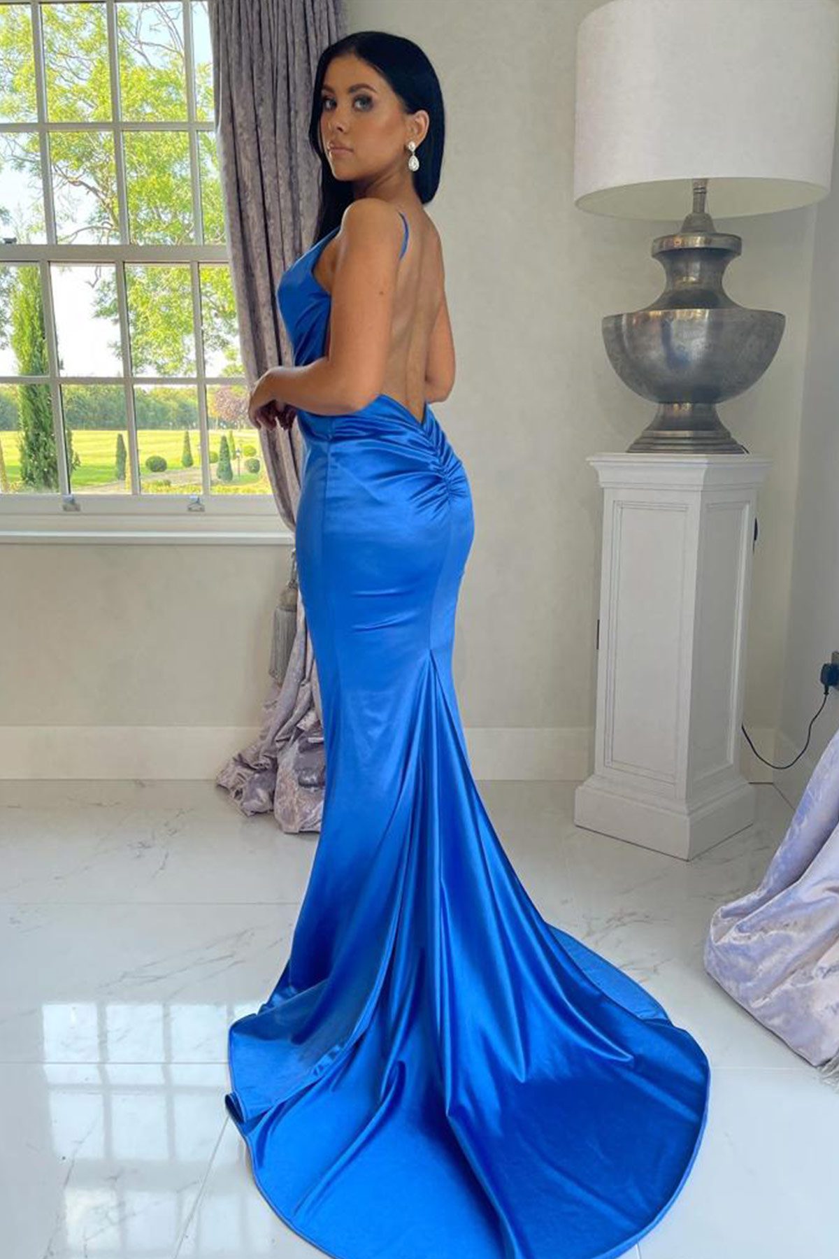 Royal Blue Satin Prom and Evening Dress ...