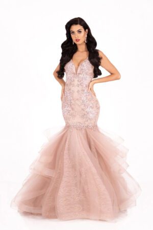 Blush Lace Fishtail Prom and Evening Dress