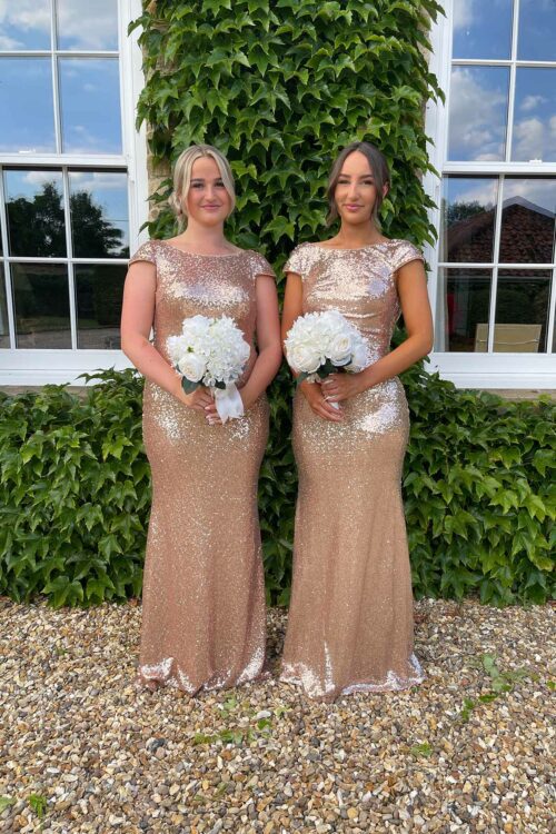 Gold Sequin Mismatched Long Bridesmaid Dresses - Xdressy