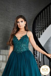 Emerald Princess Prom Dress with a beautifully detailed bodice. Shop over 3000 styles at Red Carpet Ready.