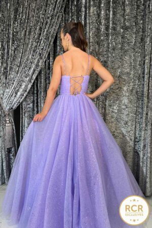 lilac princess ballgown with a corset back
