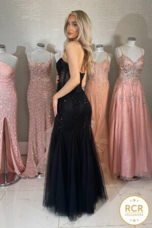 Black strapless prom dress