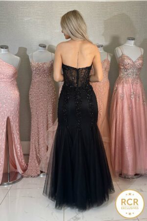 Black strapless prom dress