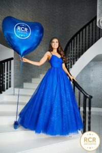 royal blue princess ballgown with a corset back