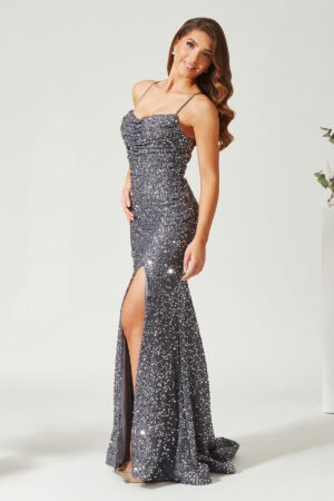 Slinky fishtail prom and evening dress