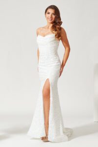 Ivory slinky prom and evening dres