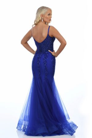 royal blue fishtail prom & evening gown with embellished detailing on the bodice