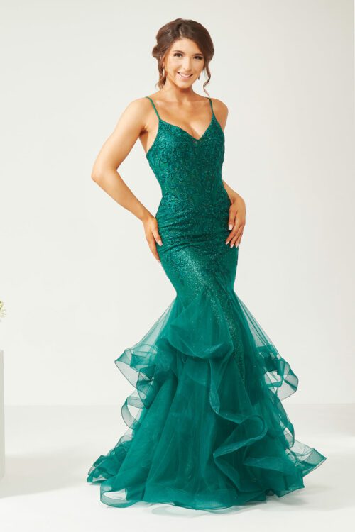 Fishtail prom and evening dress with corset back
