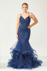 Fishtail prom and evening dress with corset back