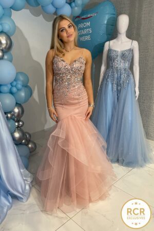 Fishtail gown with beaded bodice