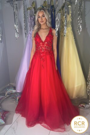 Red princess prom dress