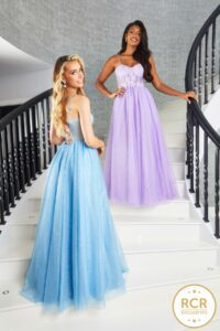 LILAC AND BABY BLUJE prom dress with corset detailing