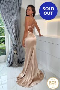 gold satin backless prom and evening dress