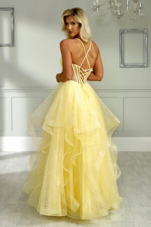 Lemon corset bust ruffle ballgown