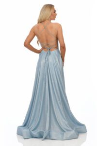 Powder blue sparkly a line prom dress