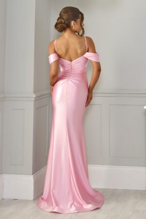 Sweet pink off the shoulder prom and evening dress