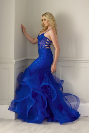 royal fishtail dress with lace up back
