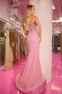 embellished slinky couture gown