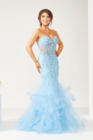 strapless fishtail prom dress