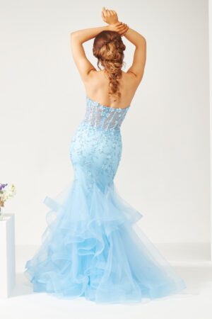 strapless fishtail prom dress