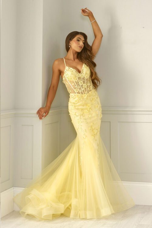 Yellow fishtail dress