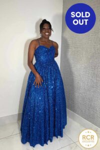 A Royal blue princess style Prom & Evening Dress which sparkles in the light.