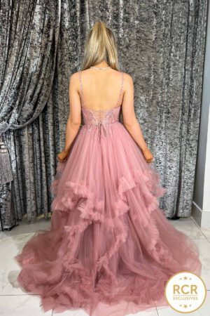 SACHA | Dusky Rose Ruffled Prom Dress