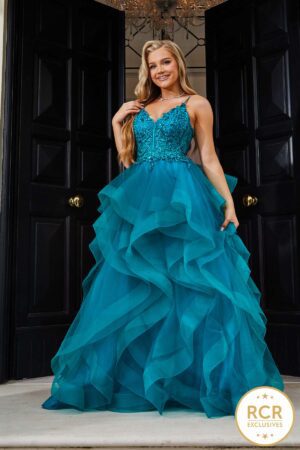 Ruffle Ballgown with embroidered bodice