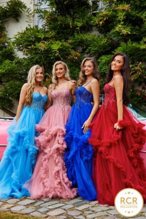 Wine Ruffle Ballgown