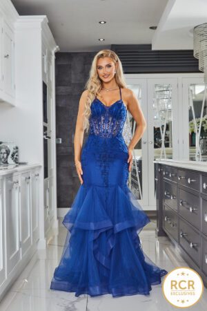 Navy Fishtail Prom Dress