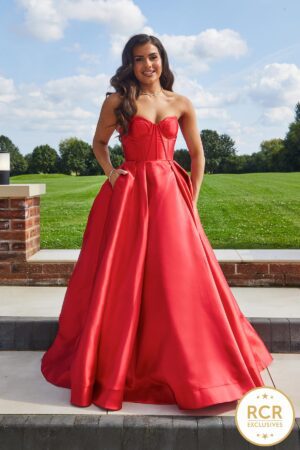 Red Strapless Satin Princess Dress
