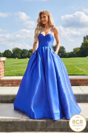Royal Blue Strapless Satin Princess Dress
